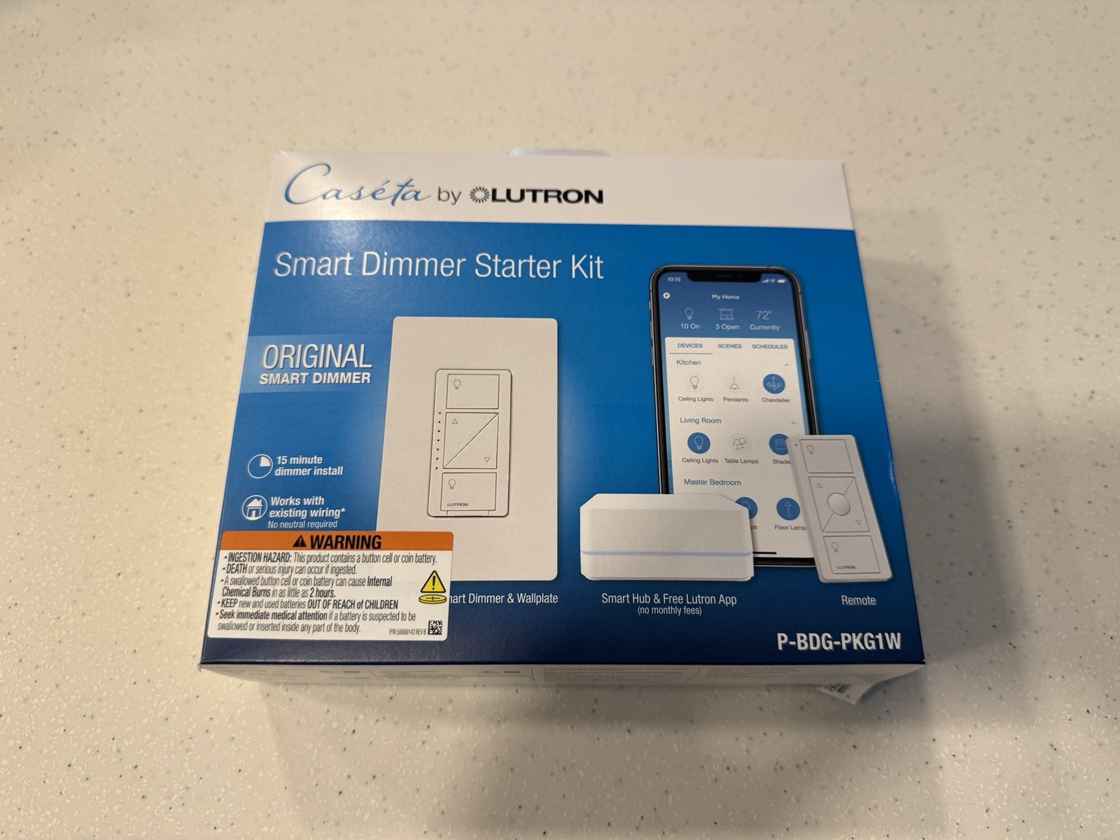 LUTRON CASETA ORIGINAL SMART DIMMER STARTER KIT WALL SWITCH – P-BDG-PKG1W
