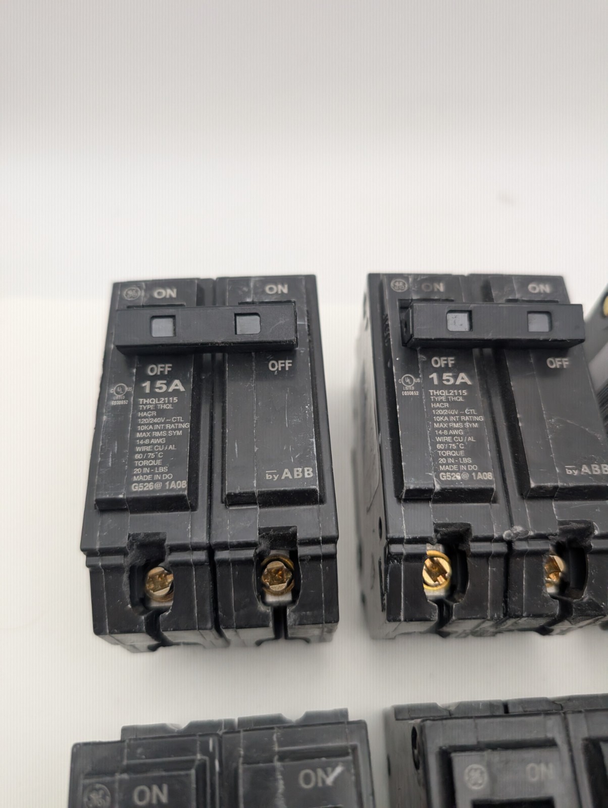 LOT OF 6 GE/ABB Q-Line 15 AMP 2 in. 2 Pole Circuit Breaker THQL2115 Storage Wear