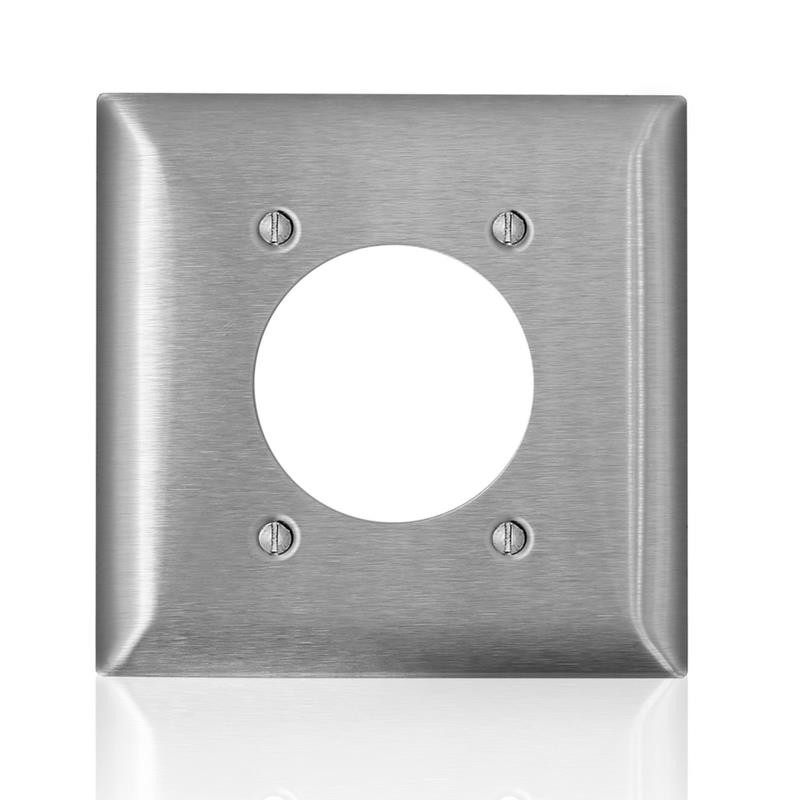 Leviton C-Series Stainless Steel 2 gang Metal Receptacle Wall Plate 1 pc