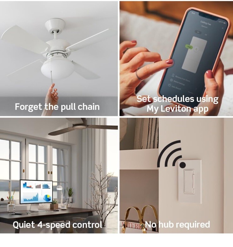 New Sealed Leviton Decora Smart 2nd Gen Wi-Fi Fan Controller White D24SF-1RW