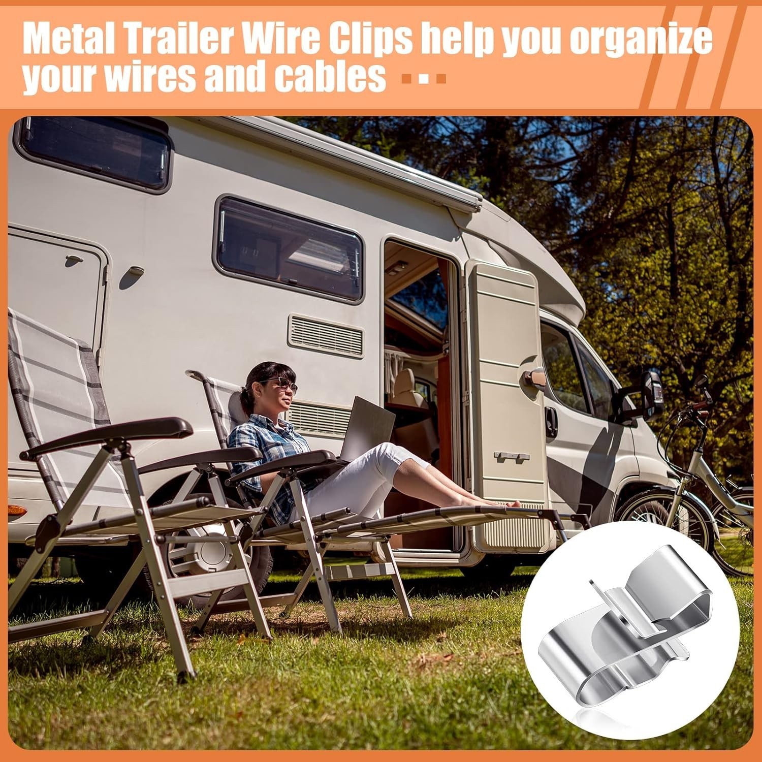 50 Pcs Trailer Frame Wire Clips Stainless Steel Metal Cable Clips 0.89 Inch New