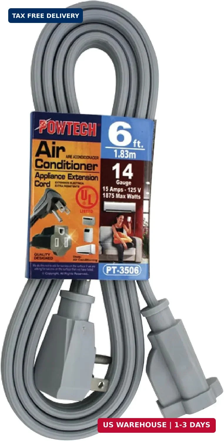 Heavy duty 6 FT Air Conditioner and Major Appliance Extension Cord UL Listed 14