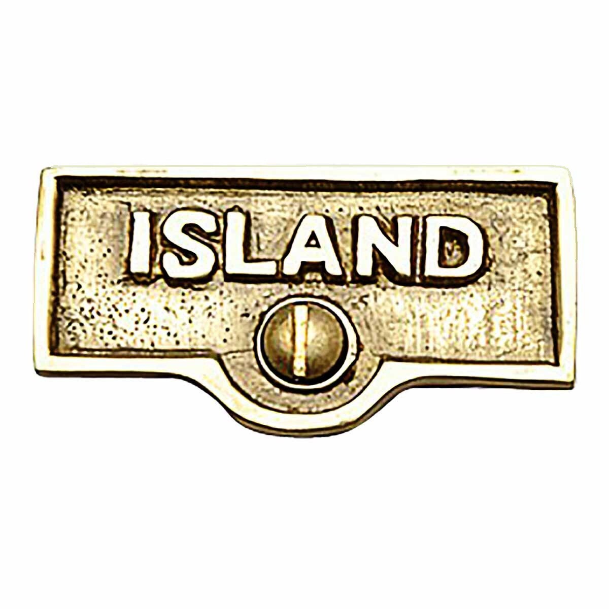 Switch Plate Tags “ISLAND” Name Signs Labels Lacquered Brass Renovators Supply