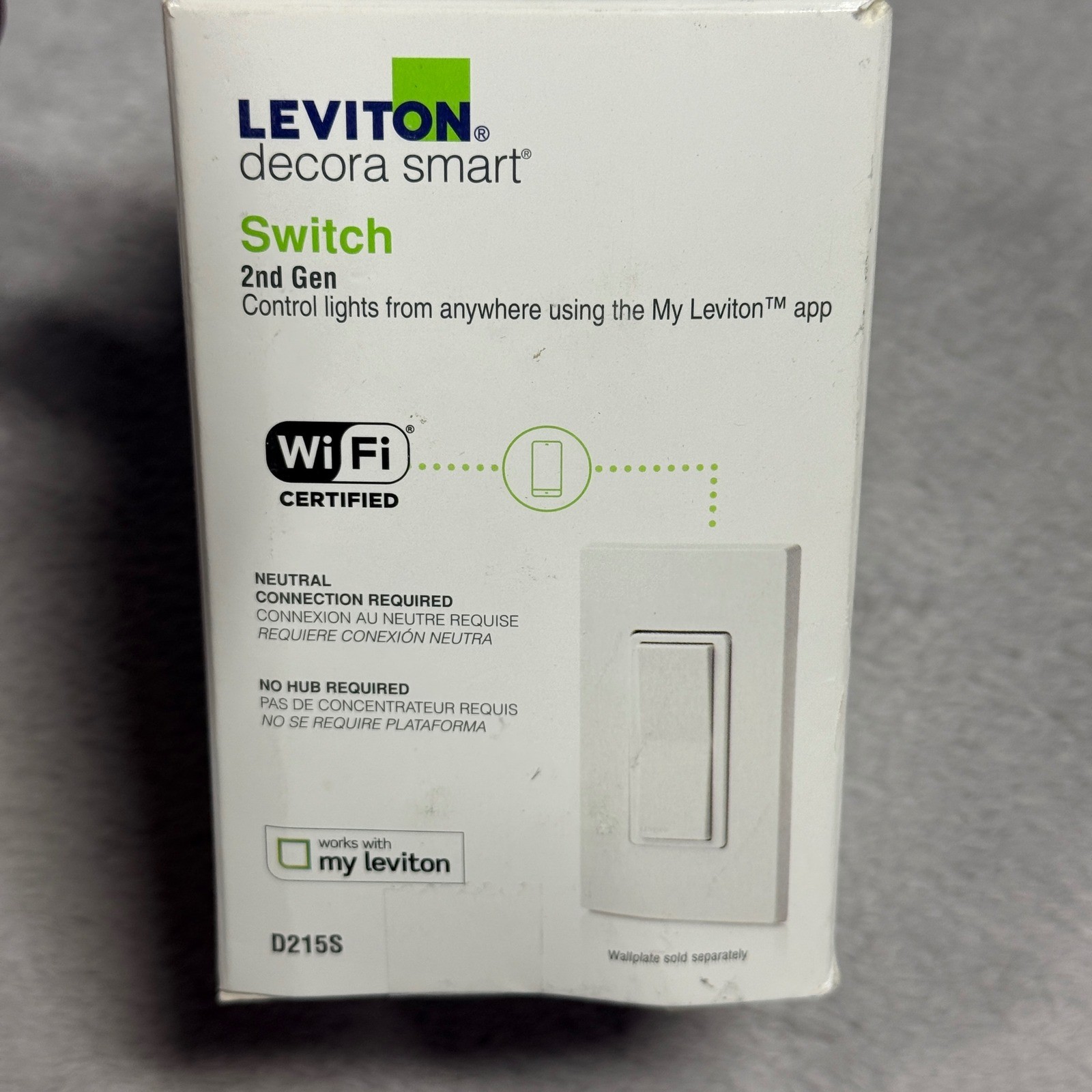 Leviton Decora Smart Switch White D215S 2nd Gen Wi-Fi No Hub Required