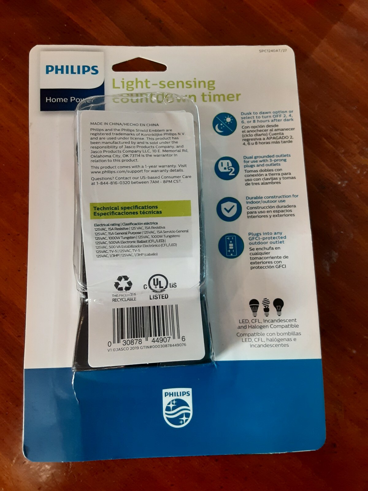 Philips Dusk to Dawn 8/6/4/2hr Countdown Timer Outdoor 2 Outlet Grounded