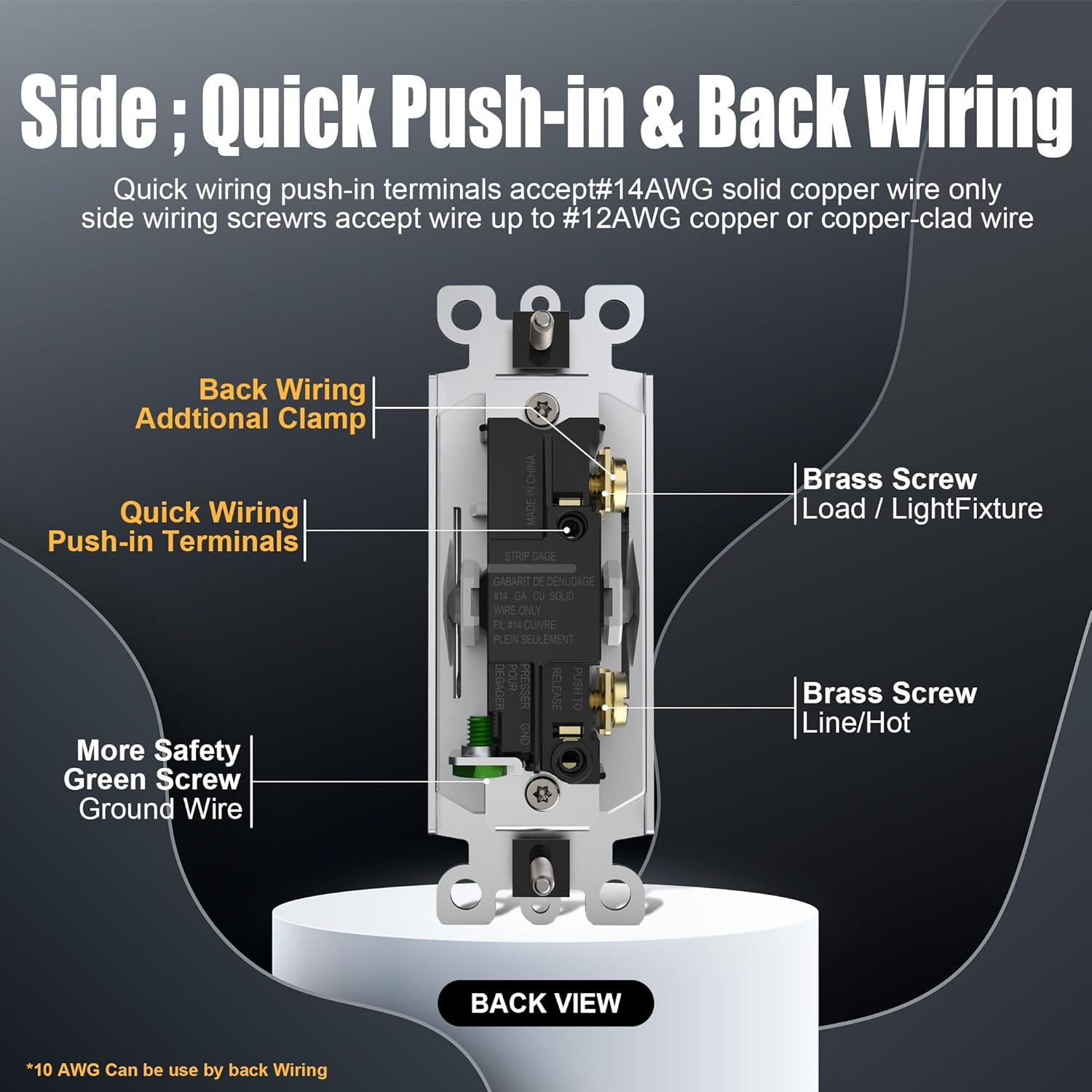 Single Pole Decorator Wall Light Switch with Quiet Operation, Wall Plate Include