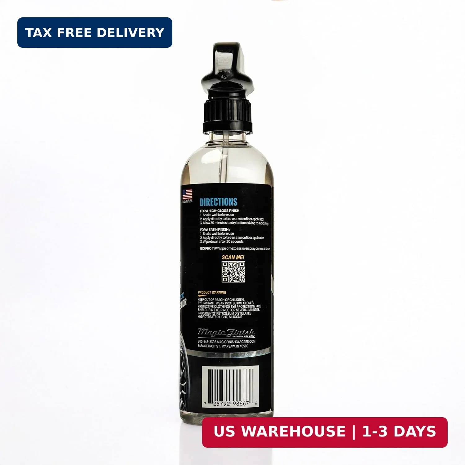 Magic Finish Tire Shine (16 fl oz) – Silicone-Based Tire Dressing for Long-Lasti