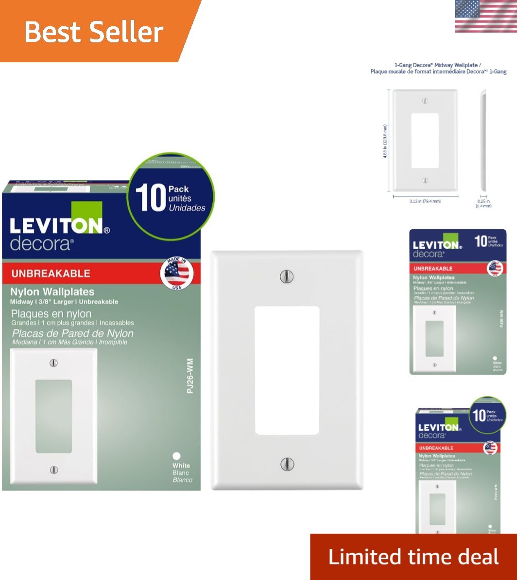 Midway 10-Pack White Wallplates – Impact-Resistant and Dust-Free Design