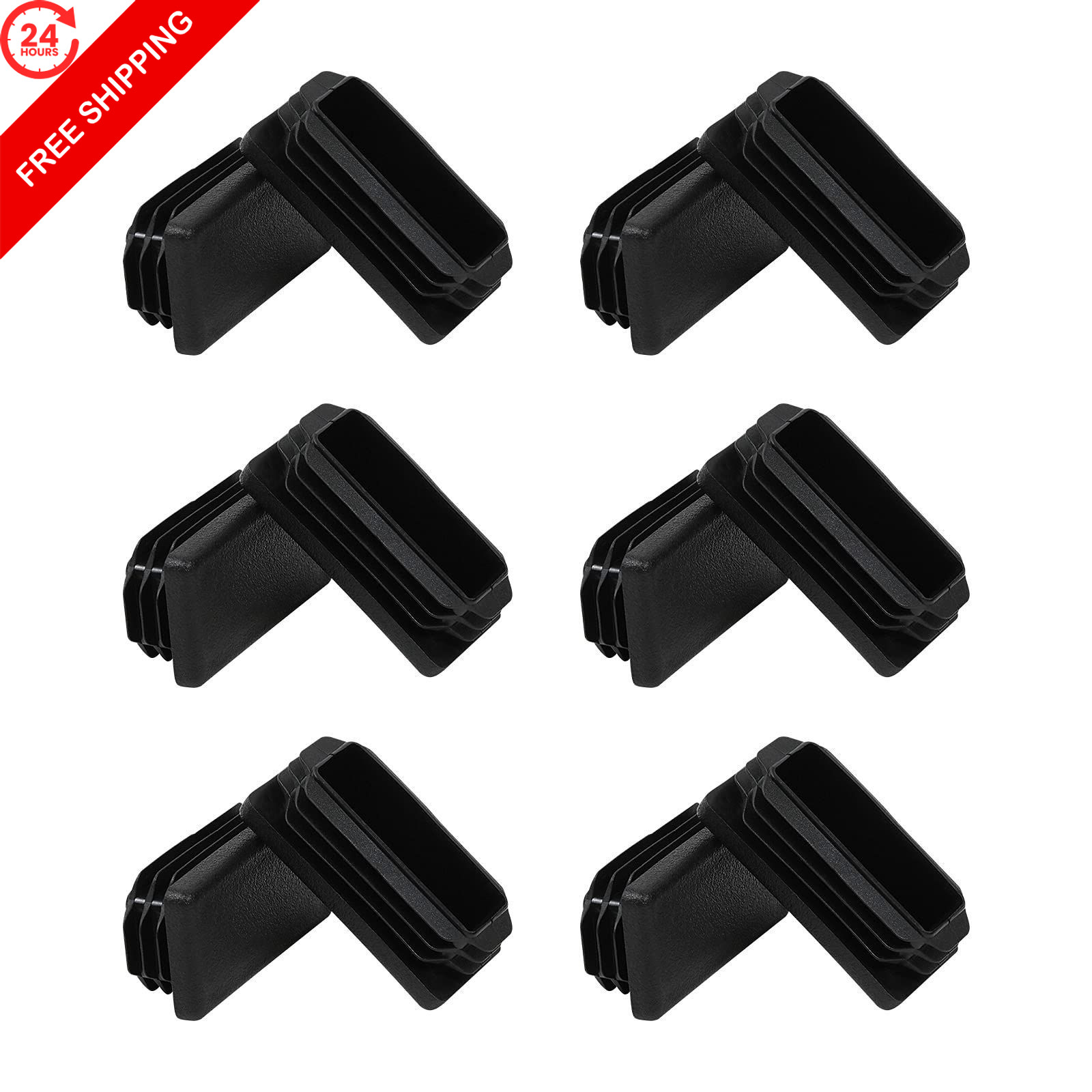 surnews 1″X2″ Rectangle Tubing End Cap Plastic Plugs 12 Pack, 1×2 inch, Black