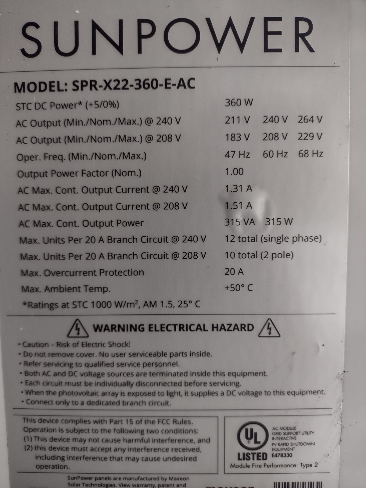 SunPower 360 watt Solar Panels w/ Enphase IQ 7XS or SunPower Micro Inverter
