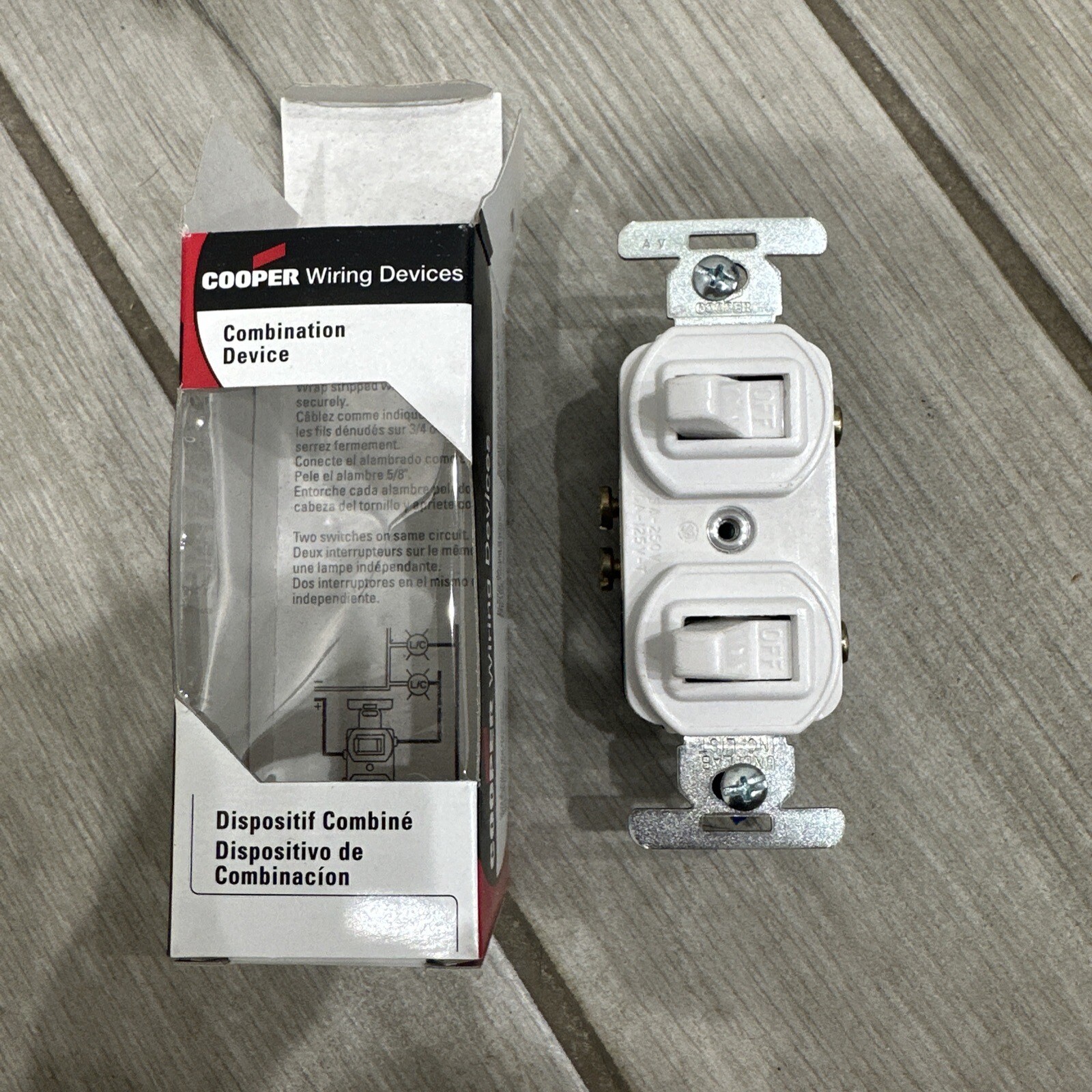 ⚡️Cooper 711W Combination Two Single Pole AC/DC Light Switch 10A-125V, 5A-250V