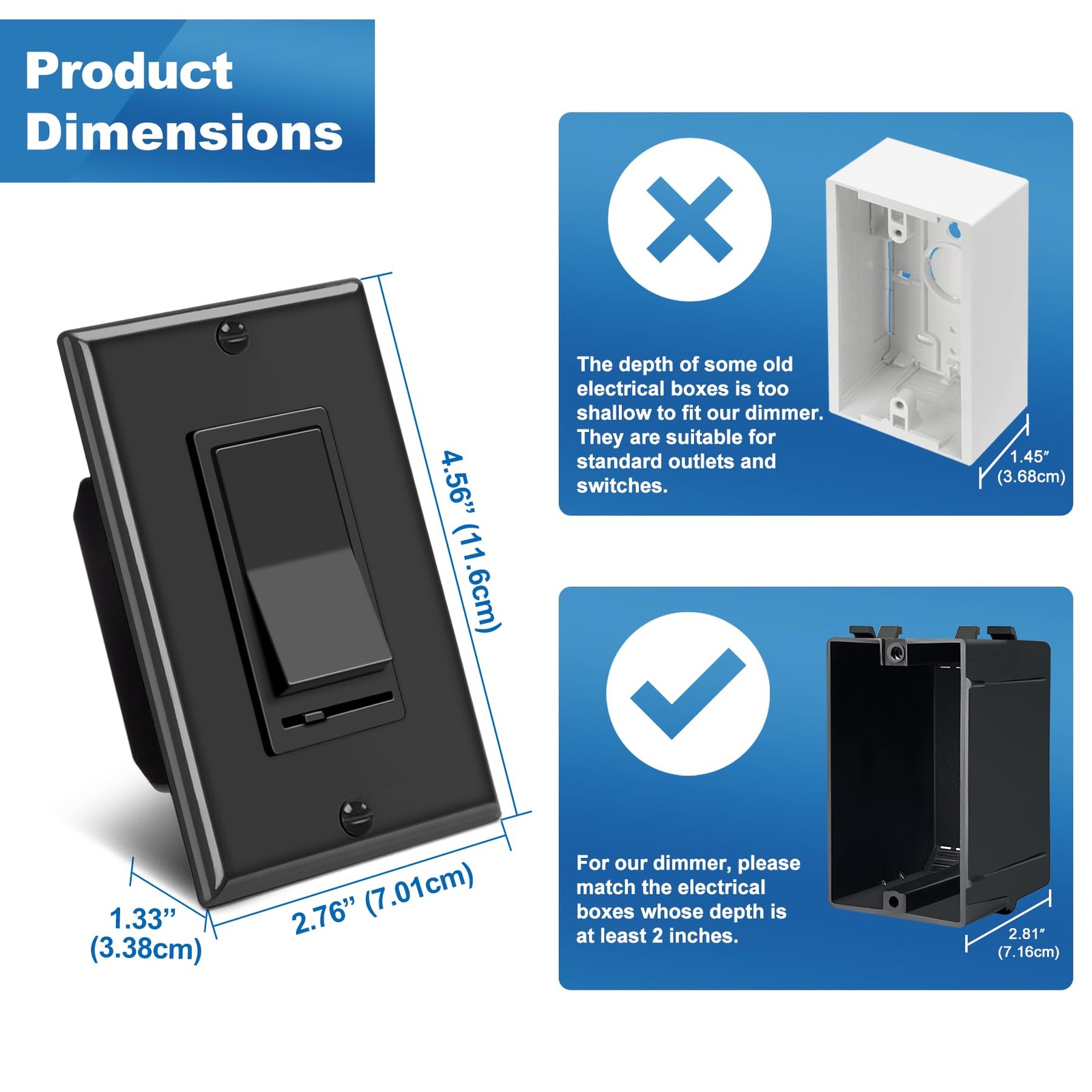 [10 Pack] BESTTEN Dimmer Wall Light Switch, Compatible with Dimmable LED, CFL, I