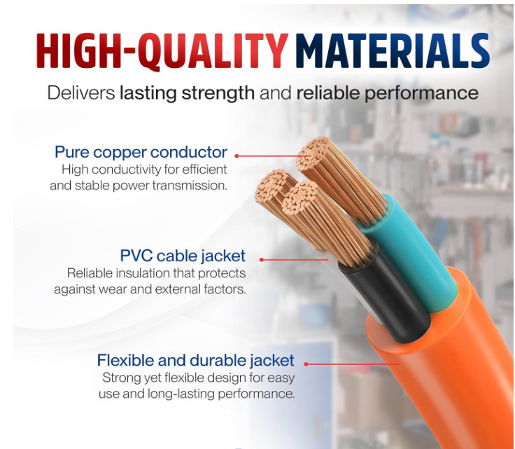 200ft Outdoor/Indoor Extension Cord 14/3 Gauge Heavy Duty 3 Prong SJTW