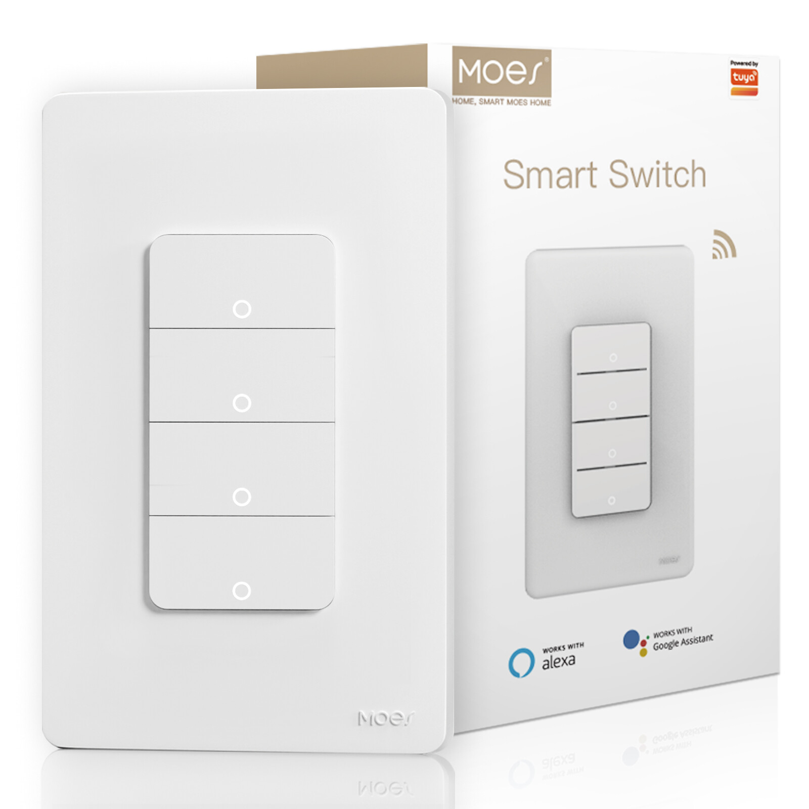 MOES WiFi 1/2/3/4 Gang Smart Light Switch Alexa Google APP Remote Control Timer