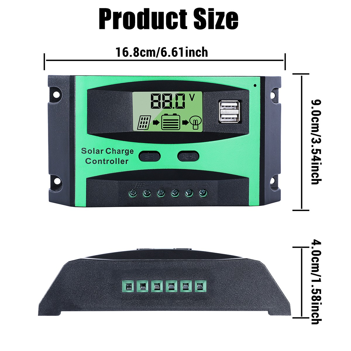 30A Solar Panel Battery Charge Controller 12V/24V LCD Regulator Auto Dual USB US
