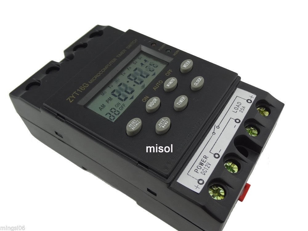 Programmable Timer Switch 12V DC 25A with LCD Display Weekly Controller
