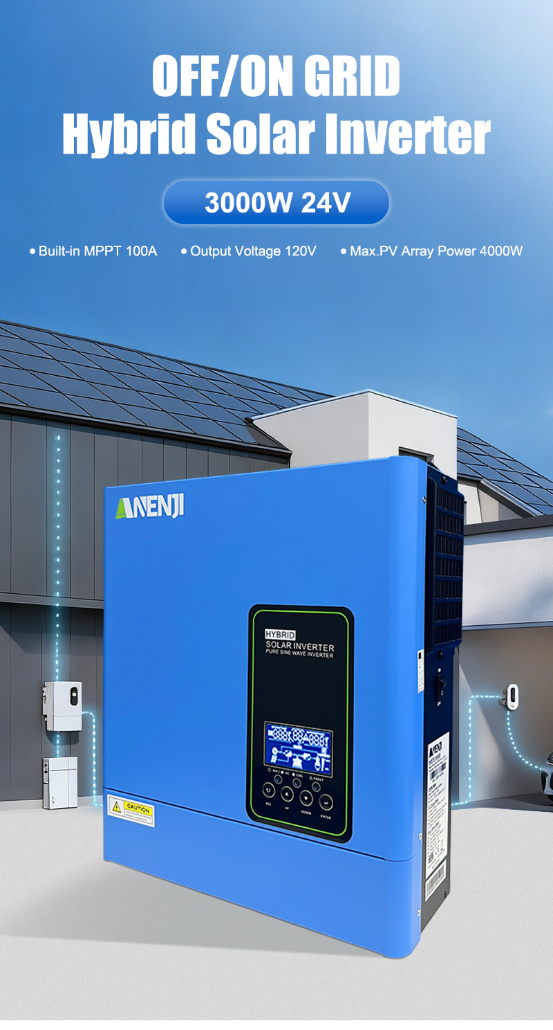 Hybrid Solar Inverter Charger 3000W 110/120V with Built-in 100A MPPT Controller