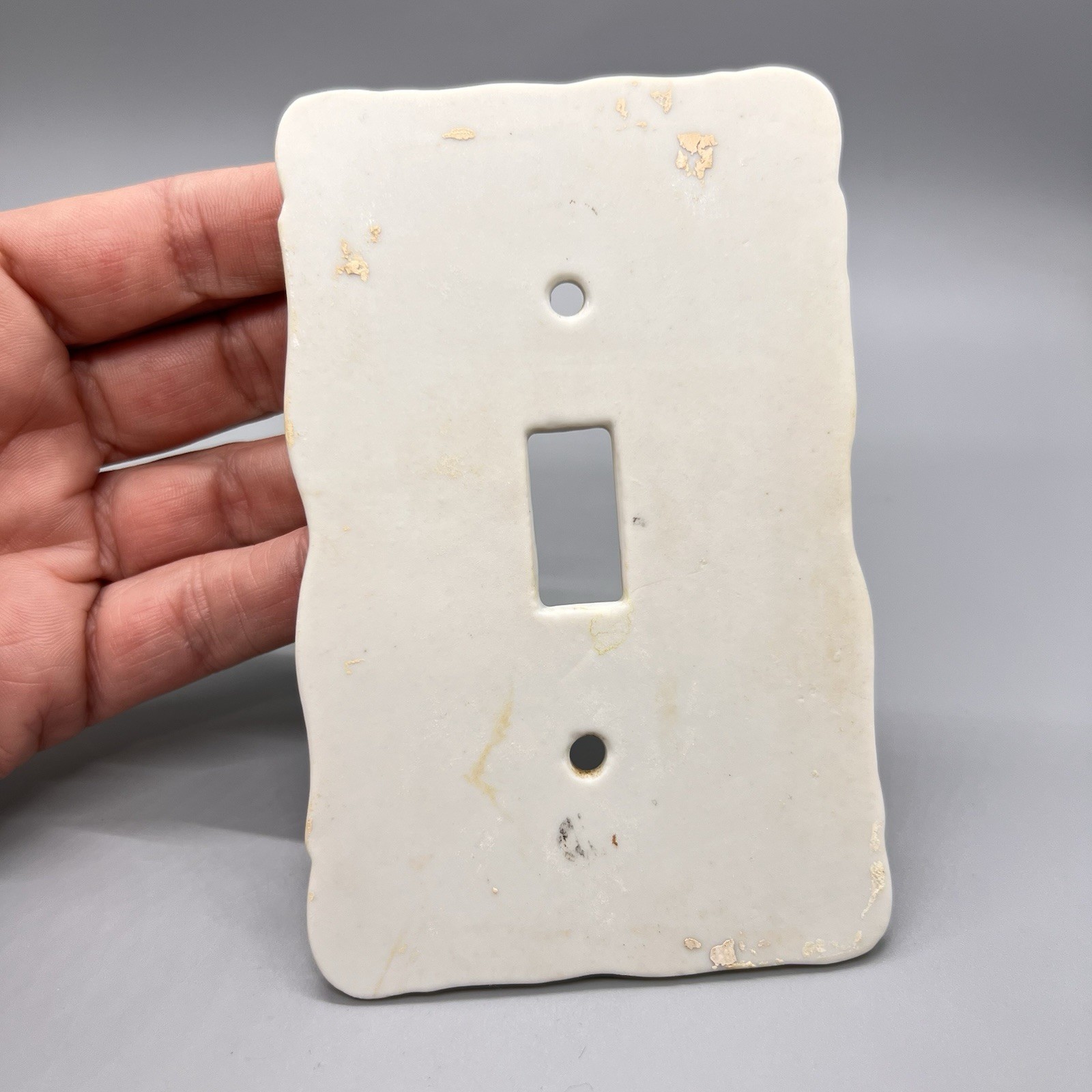 Vintage Porcelain Single Light Switch Plate Hand Painted Florals Cardinal Birds