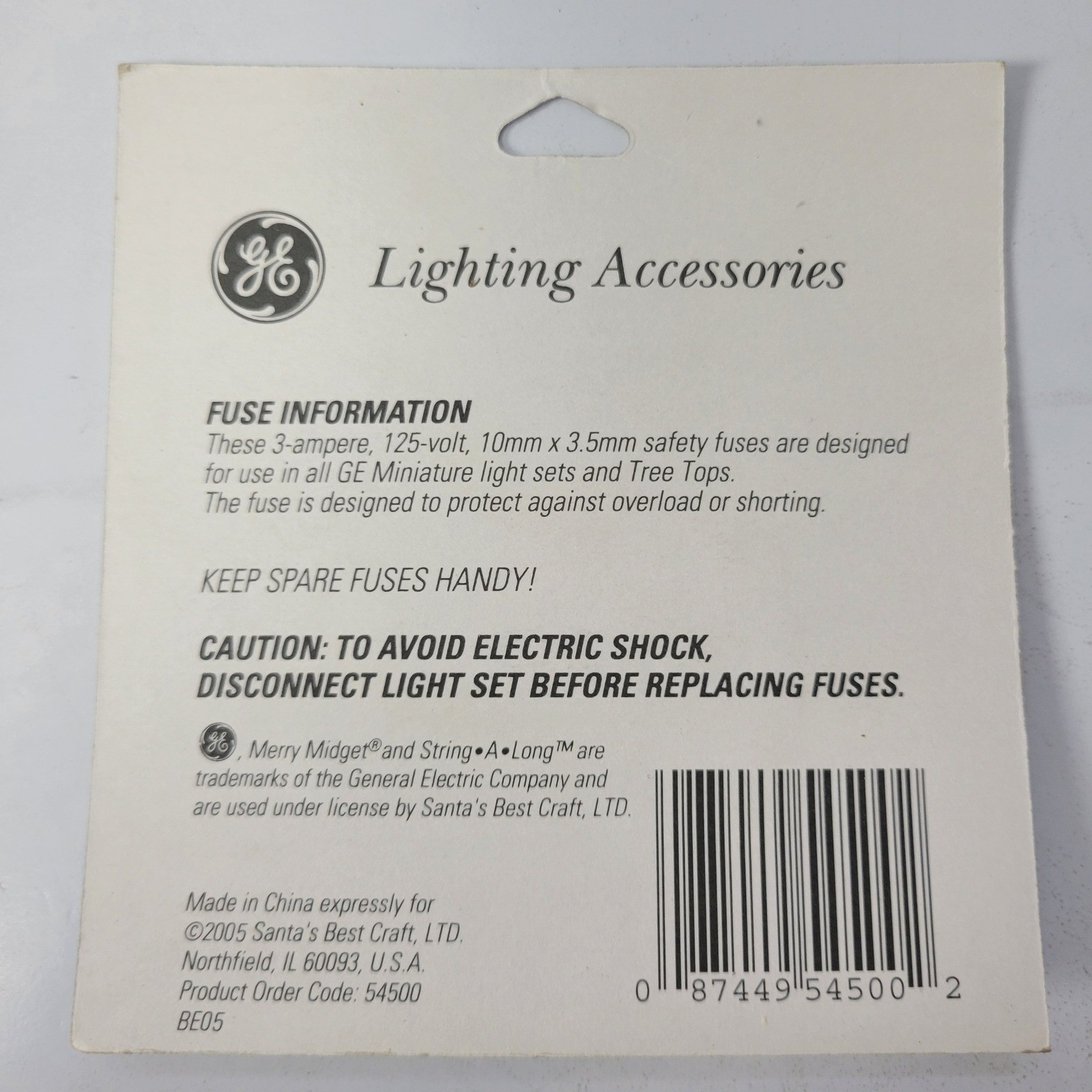 GE Lighting 6 Pack Replacement Safety Fuses 3 Amperes 125 Volts Christmas 2005