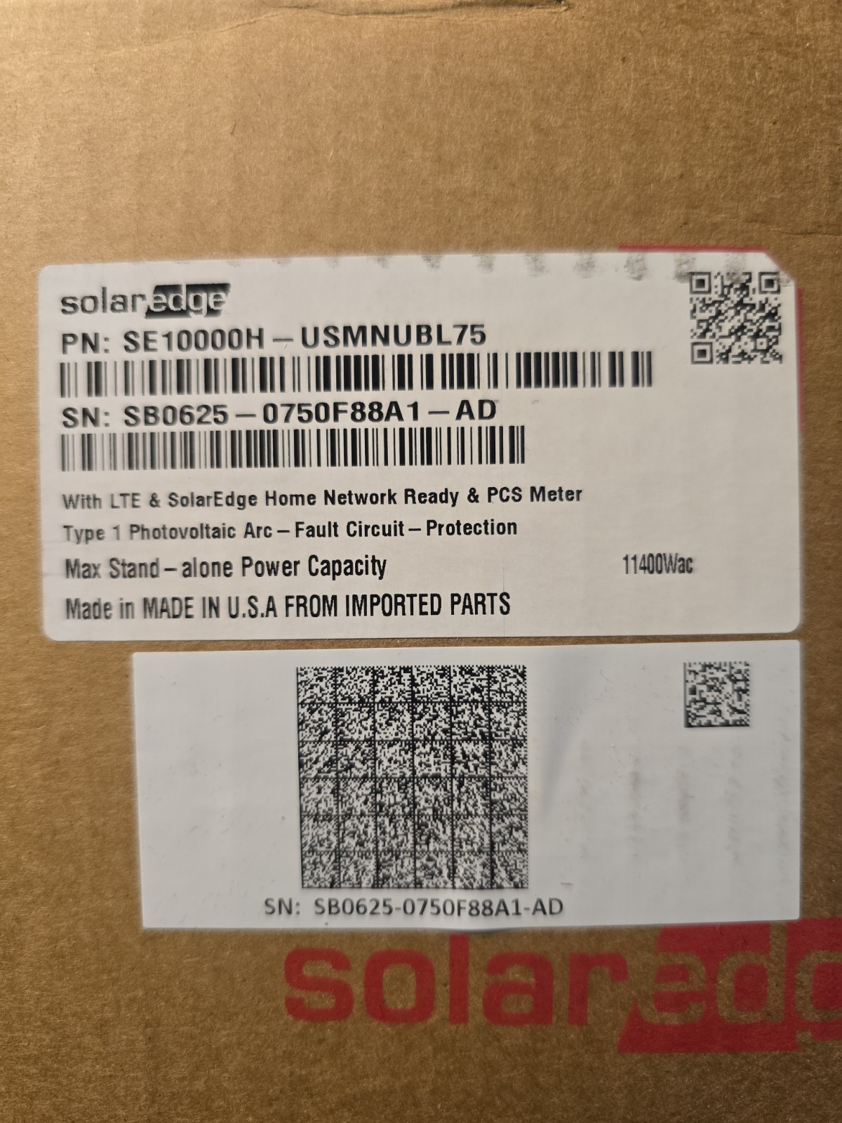 SolarEdge SE-10000H-USMNUBL75 Home Hub Inverter 10KW Single Phase