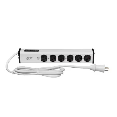 Wiremold Ulm6-6 Outlet Strip, Switched, Medical Grade, 6 5-15R, 5-15P, 6 Ft.,