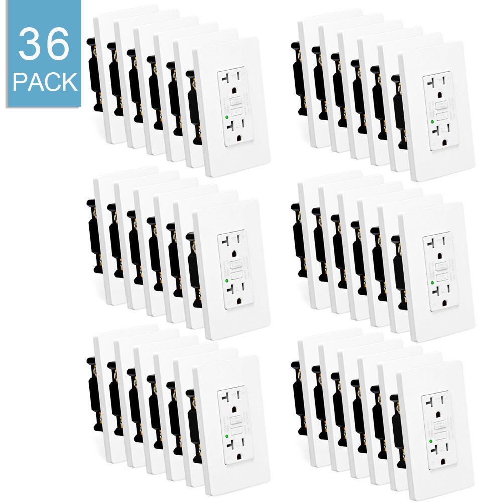 20 Amp GFI Outlet Duplex Receptacle Ground Fault Circuit Interrupter TR WR 36PCS