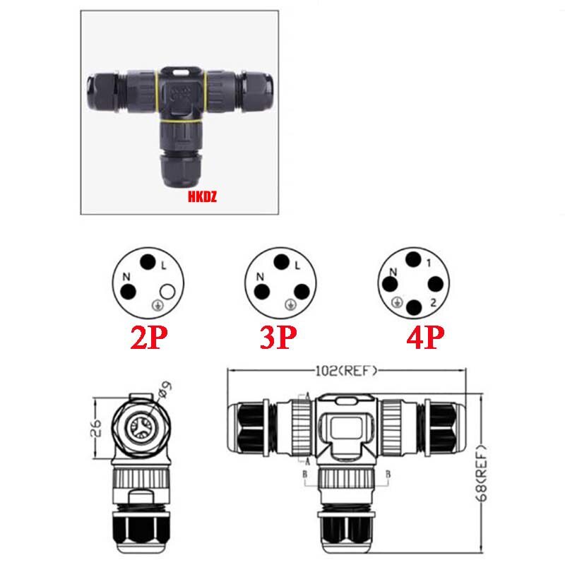 T-Type Waterproof Junction Box Case Electrical Cable Wire Connector Outdoor IP68