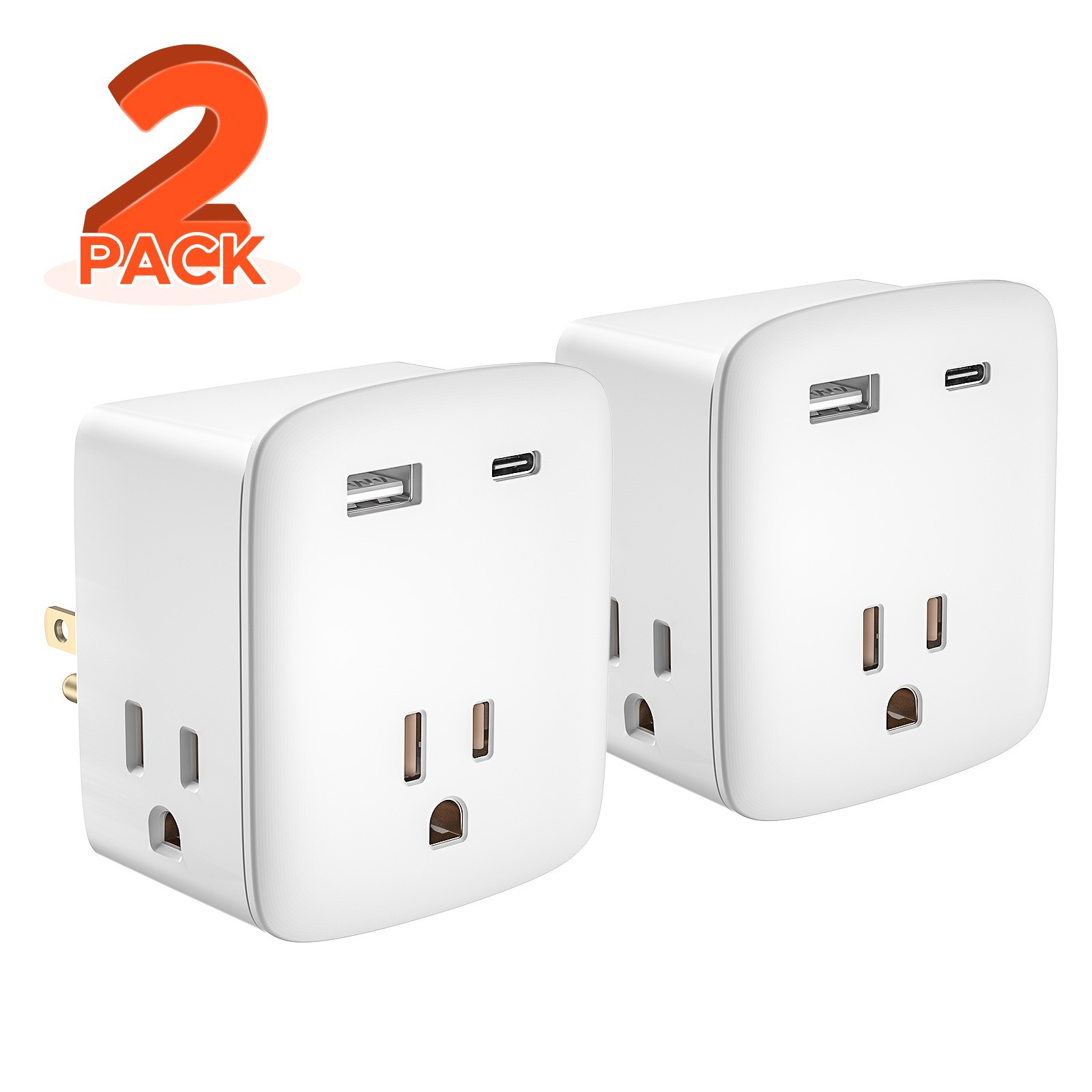 3-Outlet Grounded Wall Plug with USB Extension Adapter,Essential for Cruises