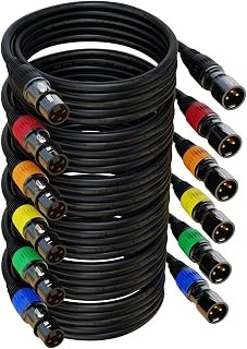 XLR Cables, XLR Microphone Cable 25 ft 6 Pack, Gold-Plated 3-pin XLR Speaker Cab