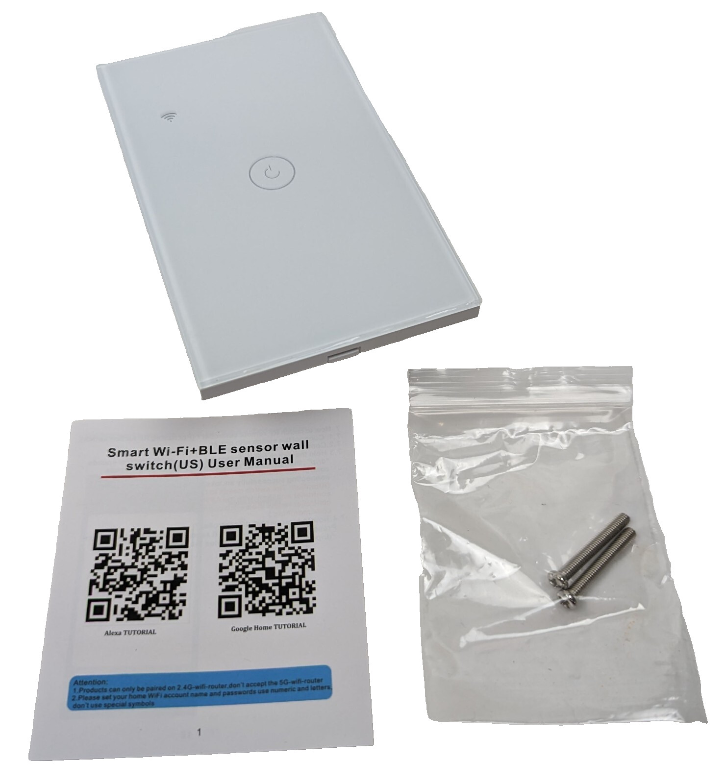 BSEED DS-121 Smart Touch Light Wall Switch 1 Gang WiFi Touch Switch 100-240V NEW