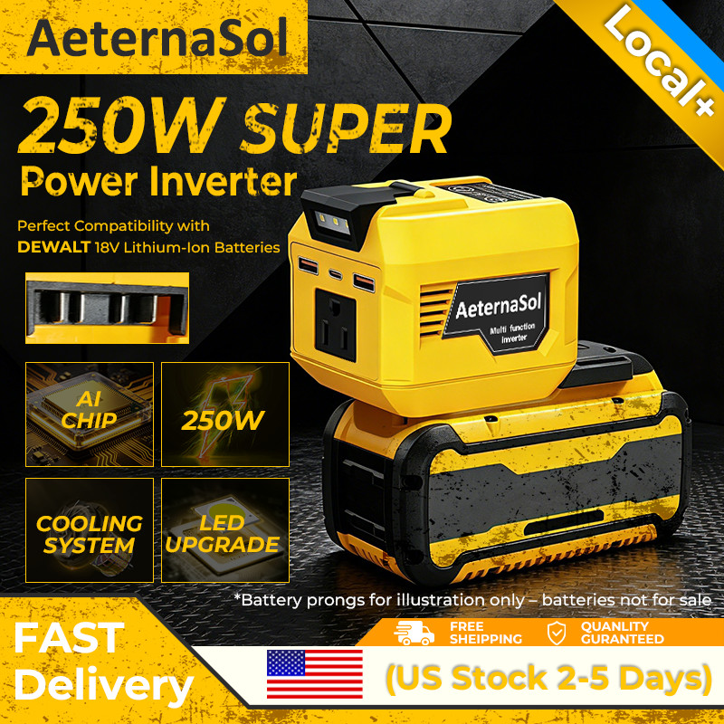 2-Pack 250W Power Inverter for DeWalt 20V Max Battery Outlet USB-C PD Camping
