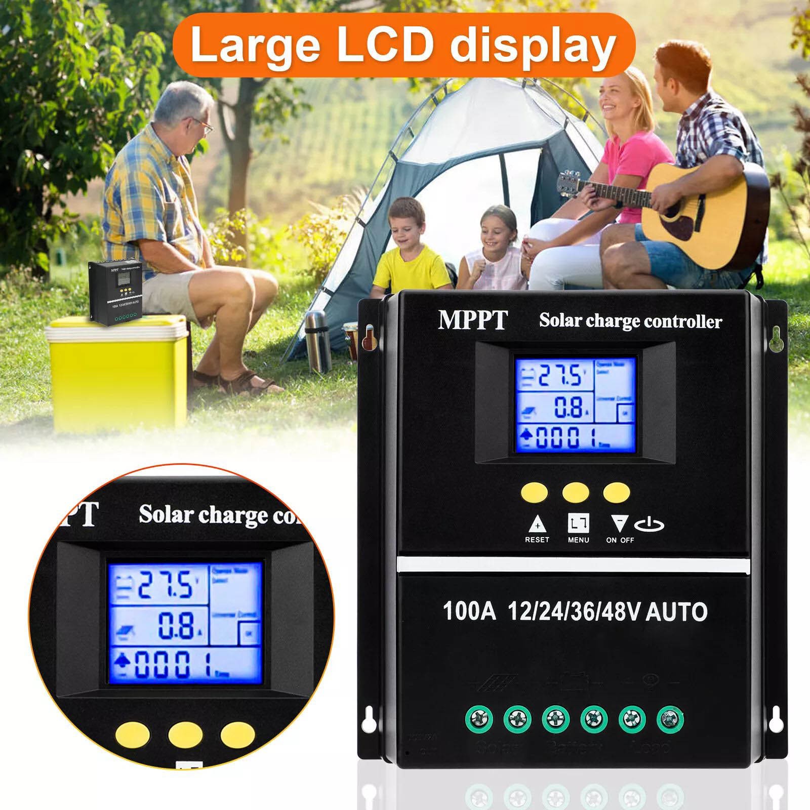 1pc MPPT 100A Solar Charge Controller For 12V 24V 36V 48V PV Battery Regulator