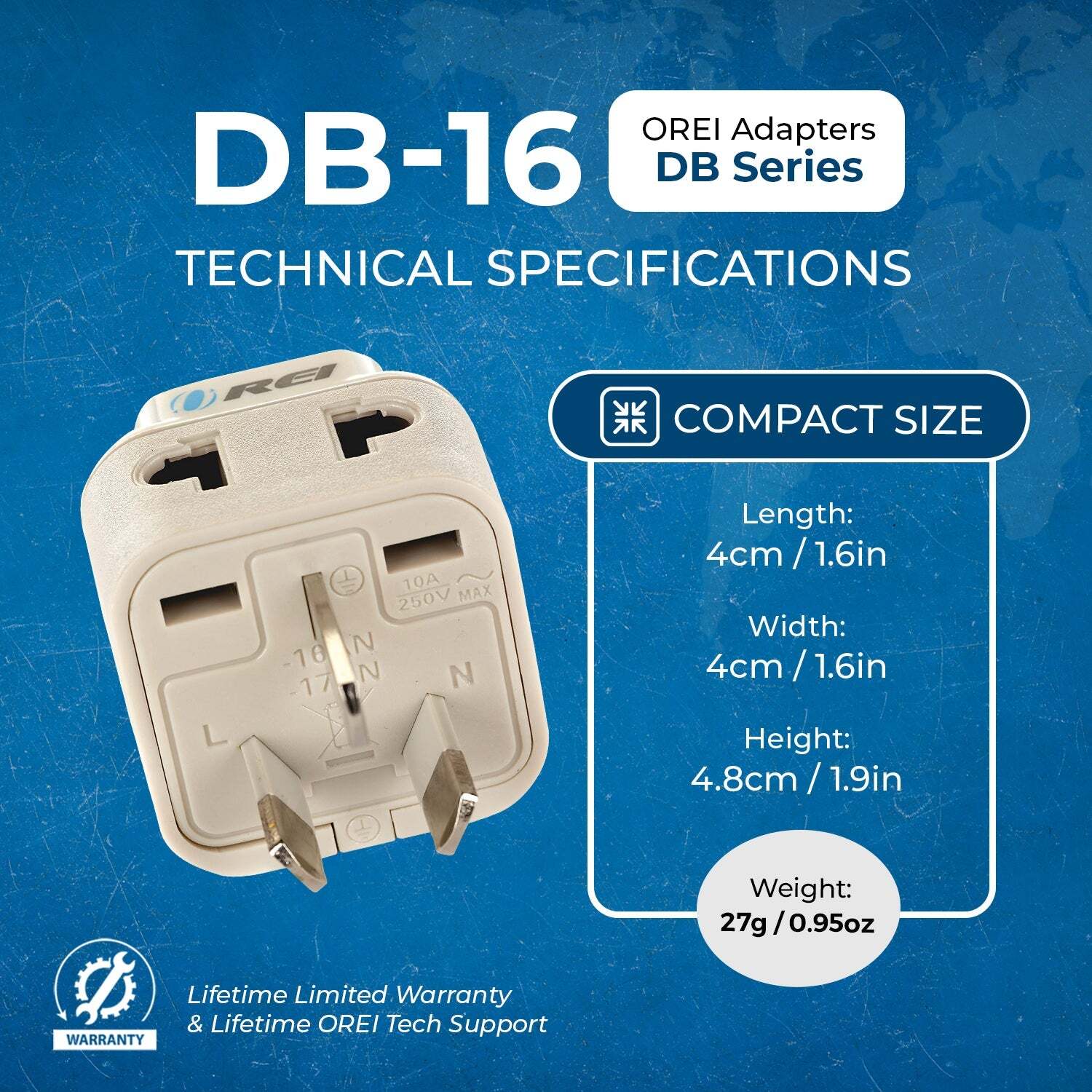Australia, China Travel Adapter – 2 in 1 – Type I – Compact Design (DB-16)