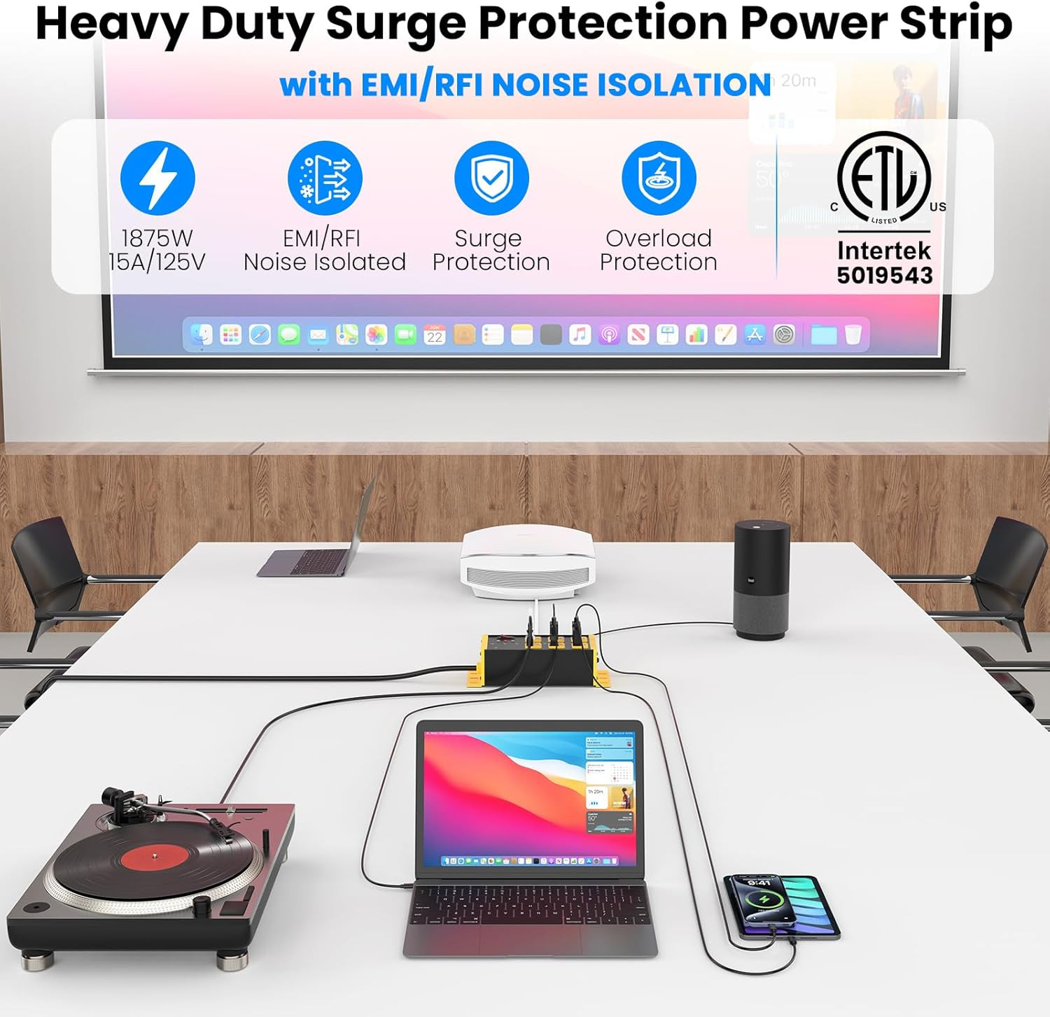 Heavy Duty Power Strip Surge Protector 4800J, 6 Outlets with EMI/RFI Filtering a