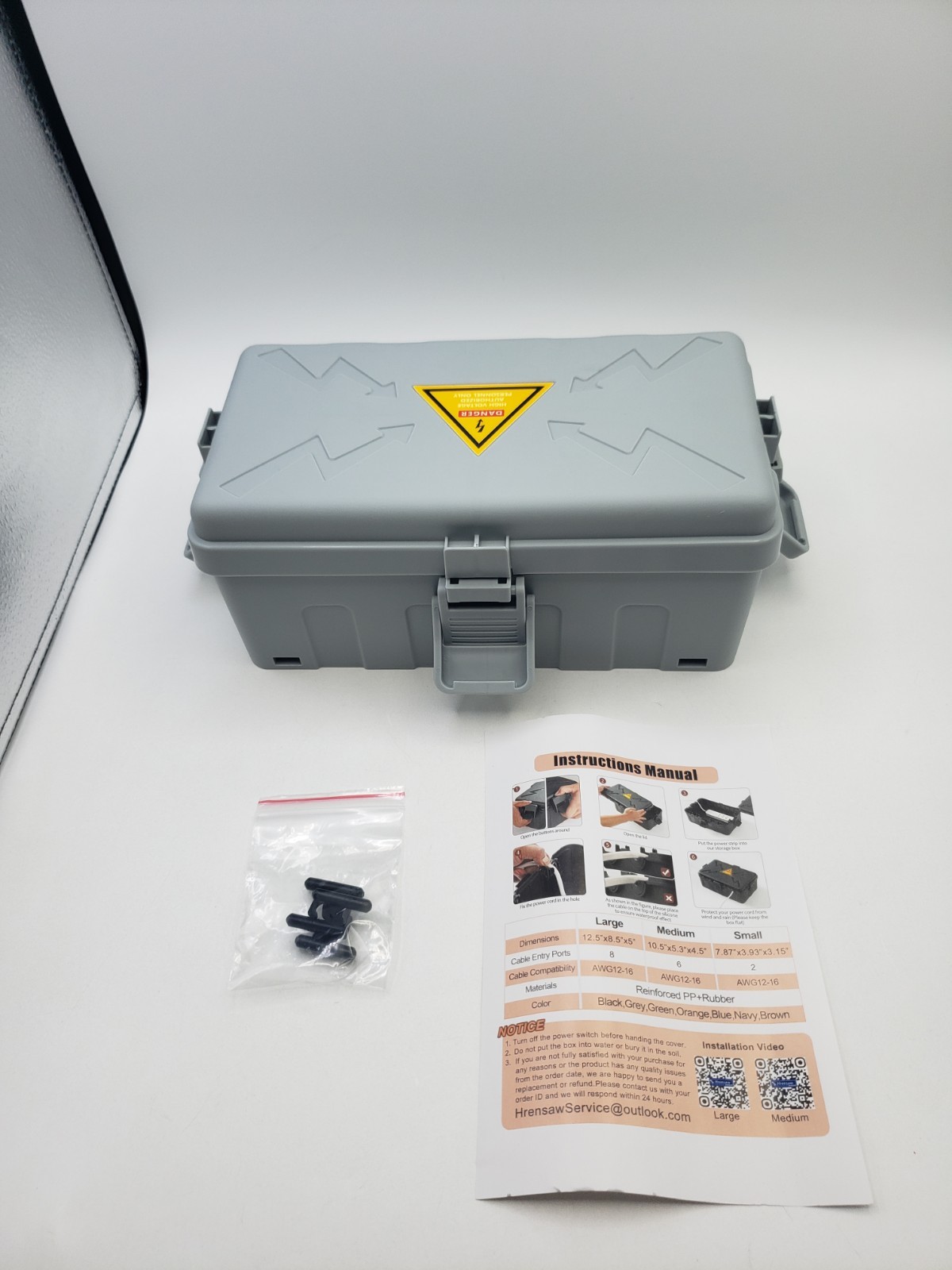 Medium Outdoor Electrical Junction Box Enclosure Waterproof ABS Plastic Gray