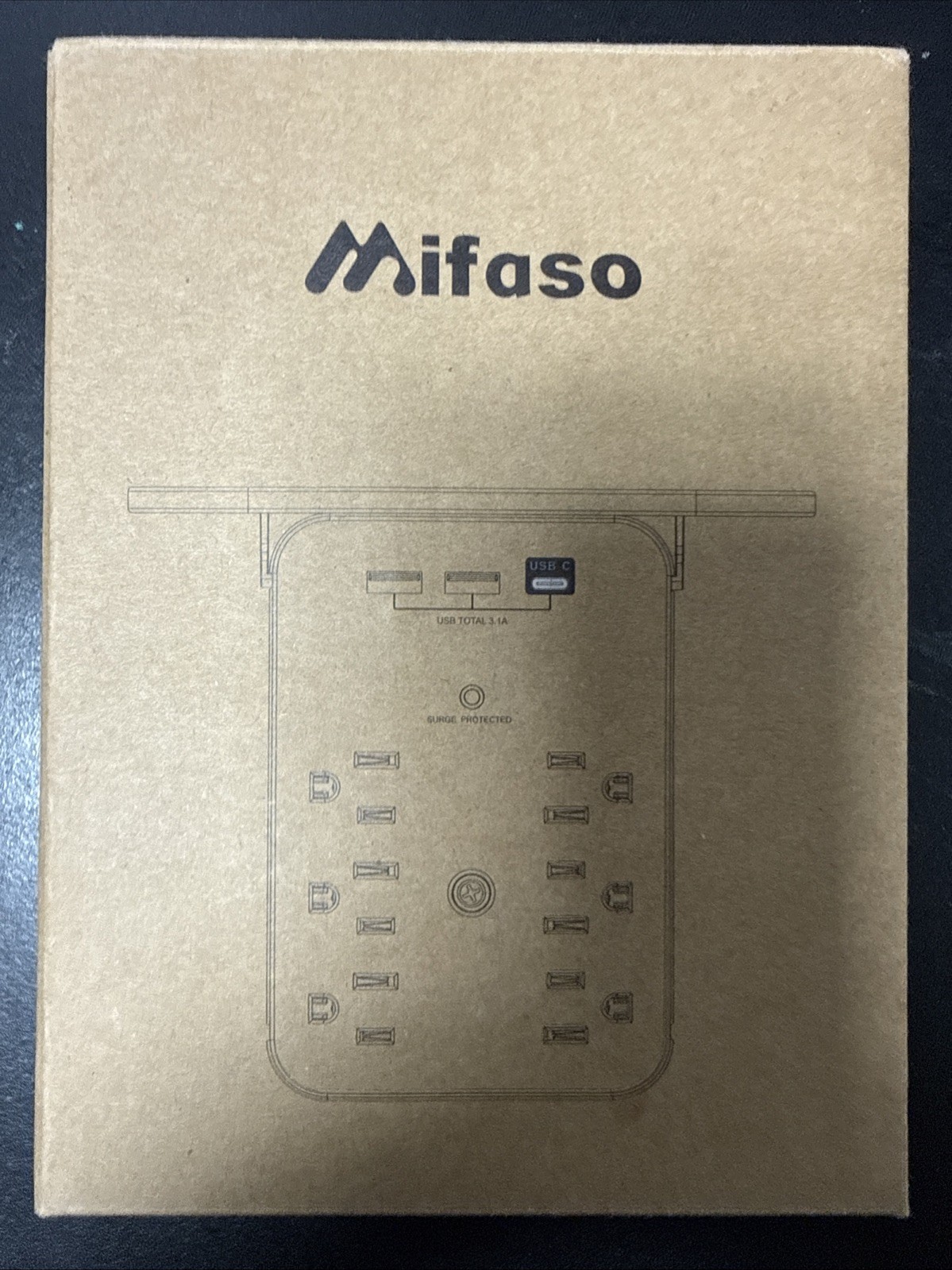 Mifaso 6-Outlet Wall Mount Surge Protector with Tray for Phone