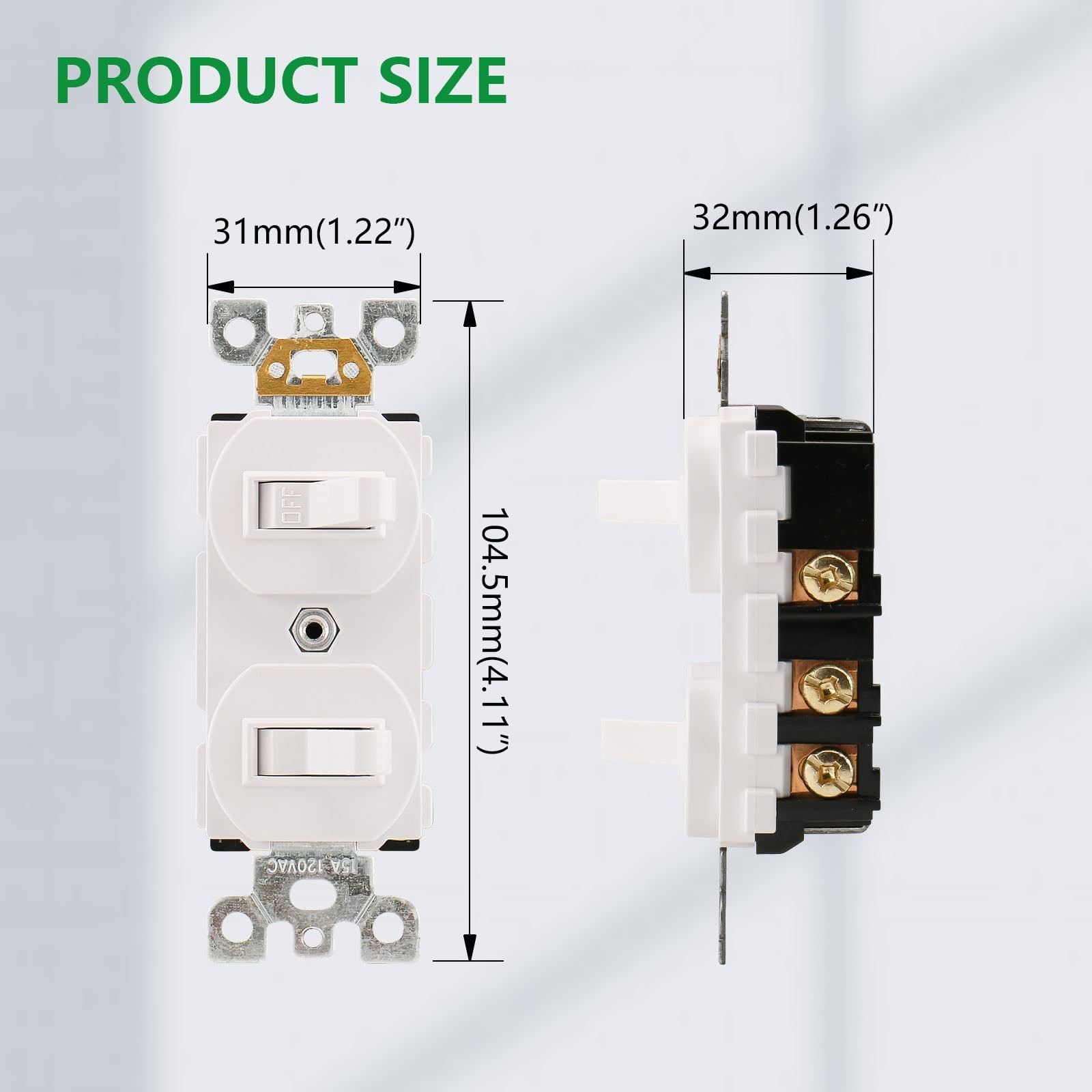 Wengart (2-Pack) Double Toggle Switch, 15 Amp 120V, 2-in-1 Combination Light …