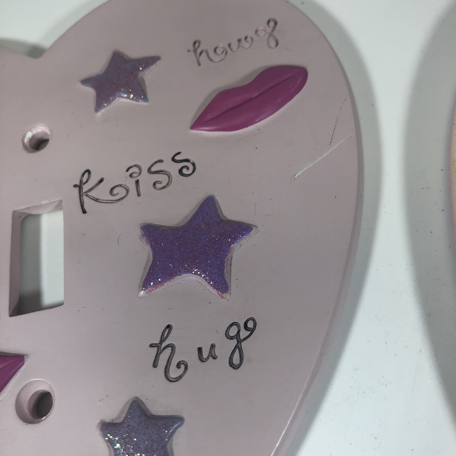 Set Of 2 Pinkish/Lavender Heart Shaped Switch Plate Covers By Borders Unlimited