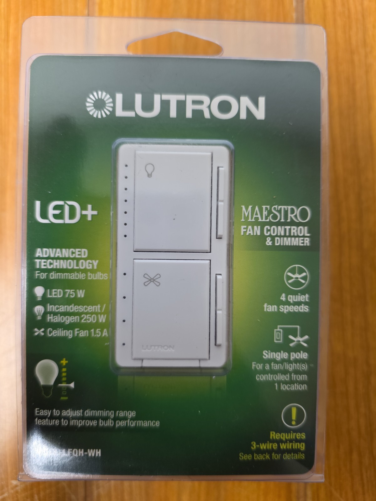 💡NEW Lutron Maestro Fan Control & Light Dimmer LED Single Pole White Switch