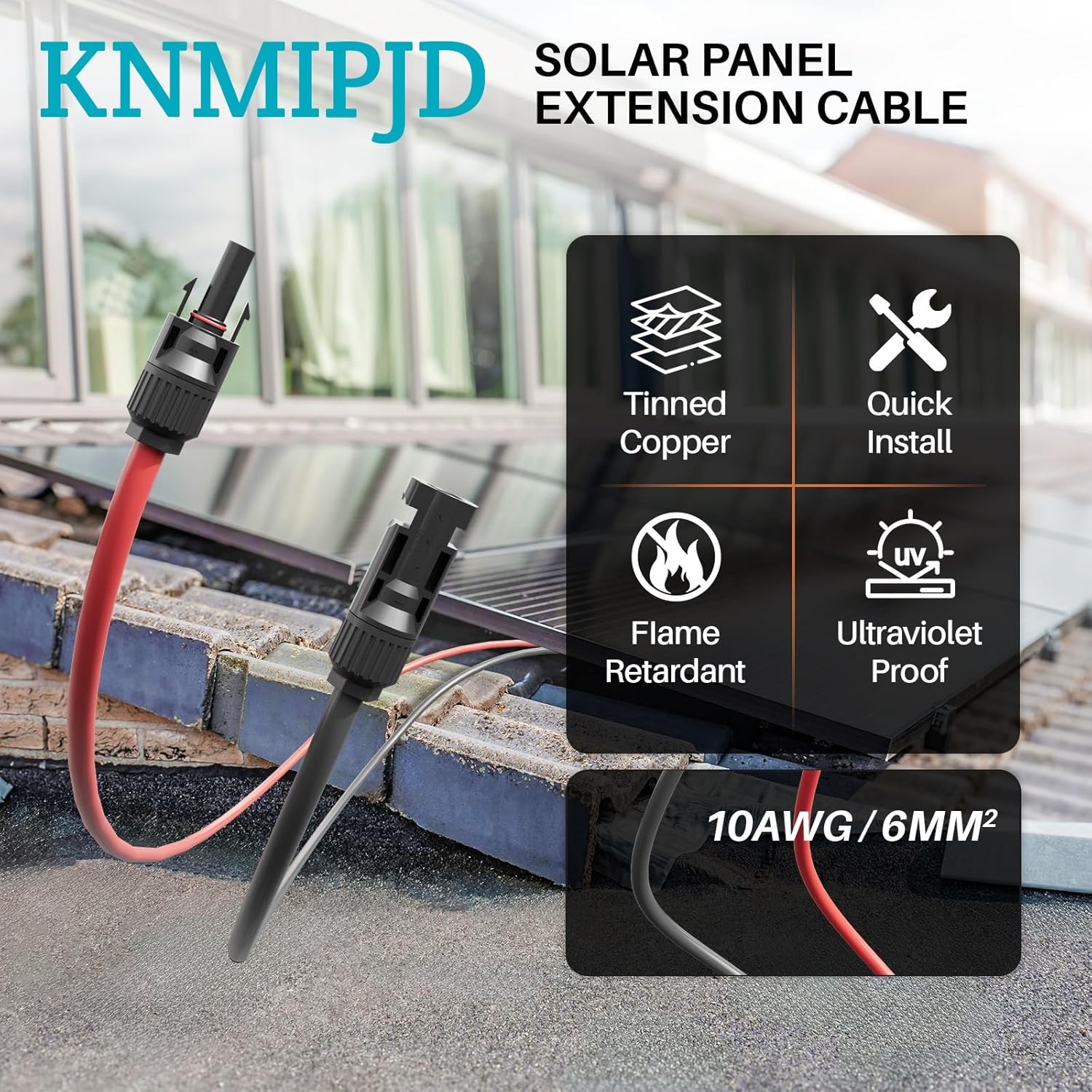 Solar Panel Cable Wire Pair Black + Red Fits MC4 Connectors 8 / 10 / 12 / 14 AWG