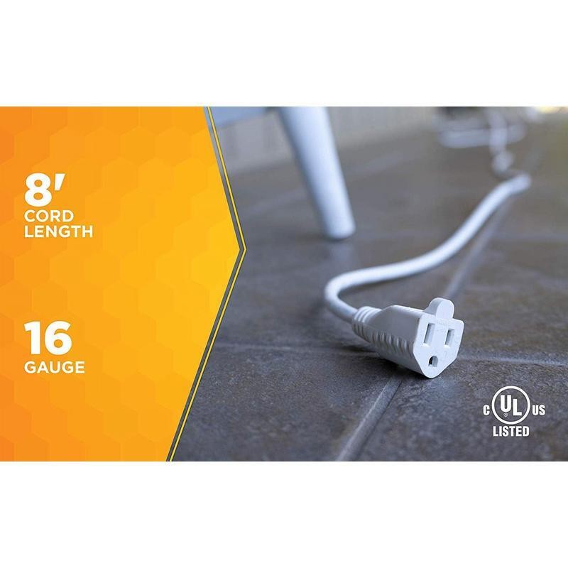 Outdoor Extension Cord Power Block 8ft Tangle Free Heavy Duty Weather Resistant