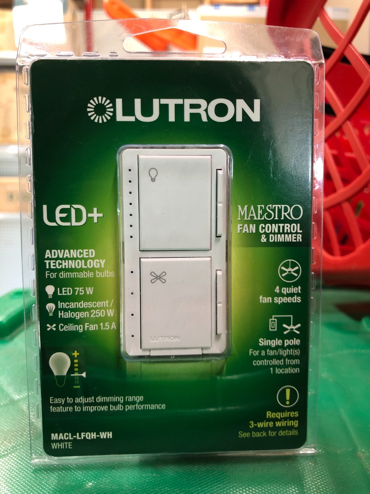 Lutron Maestro Fan Control and Light Dimmer – White