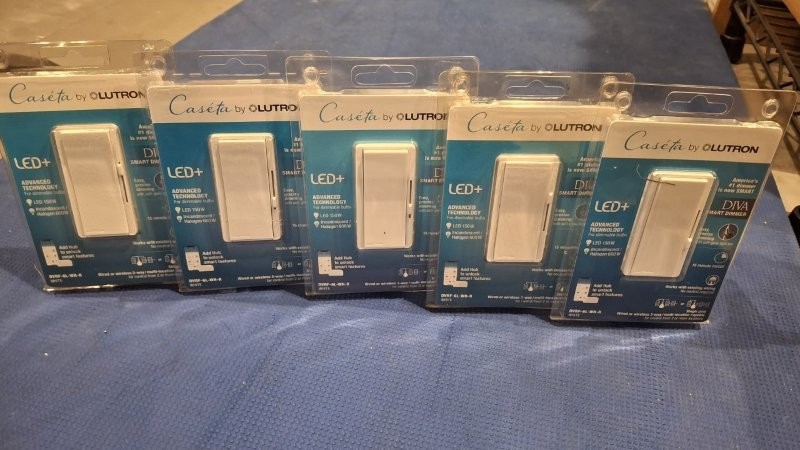 5 Pack Lutron Caseta Diva Smart Dimmer Switch DVRF-6L-WH-R White (Brand New)