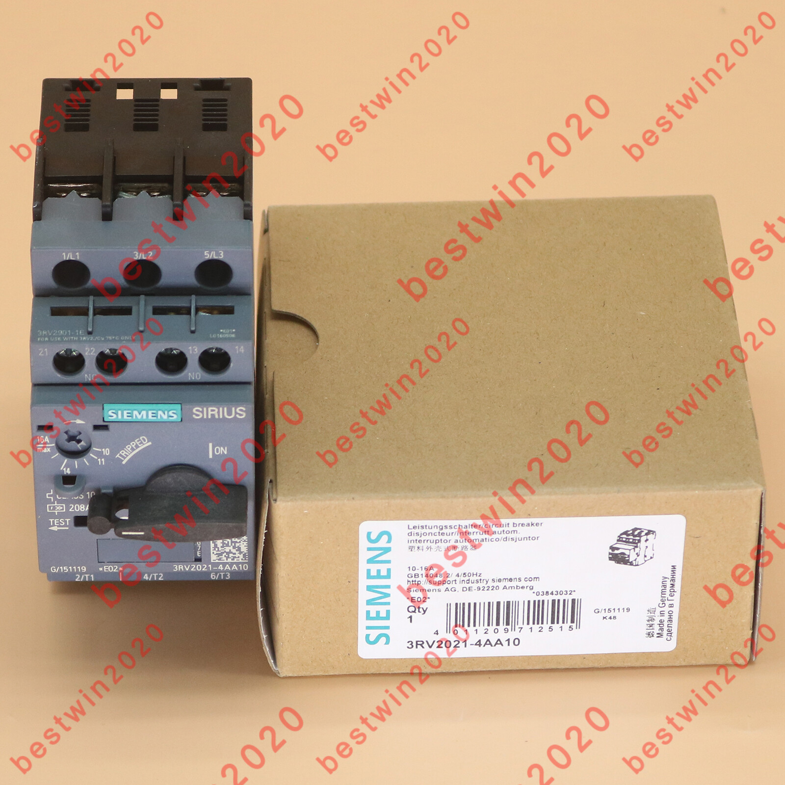 New in box Siemens breaker 3RV2021-4AA10 3RV2 021-4AA10 1 year warranty
