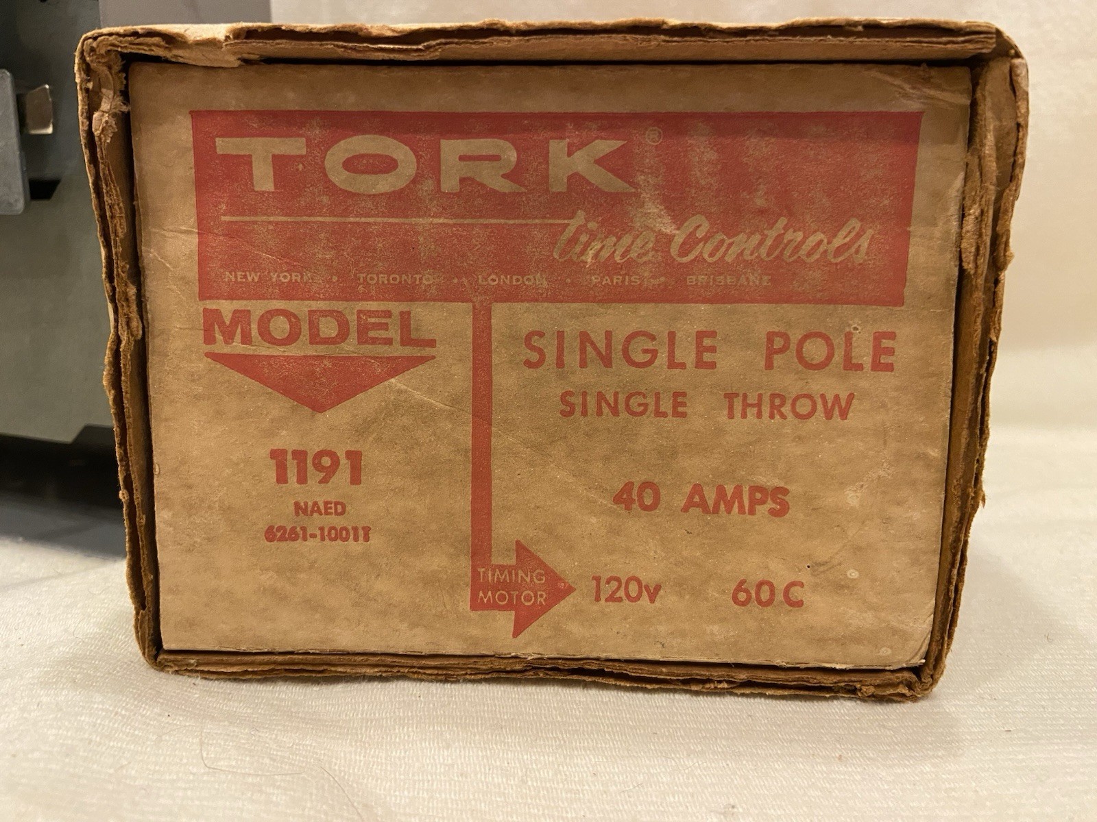 TORK Dial Time Switch – MODEL 1191; 120VAC, 40 Amps, 60HZ; SPST, New Old Stock