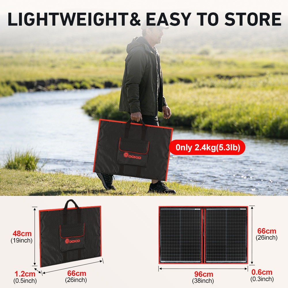 Dokio 100W 12v Foldable Solar Panel Kit Monocrystalline Portable Camping RV Boat