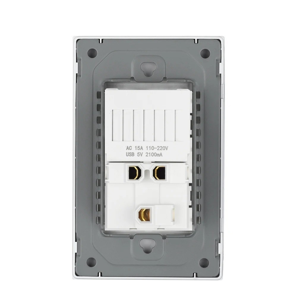 Dual Wall Outlet with USB Ports Charger AC Power Receptacle Plate Panel 15A 120V