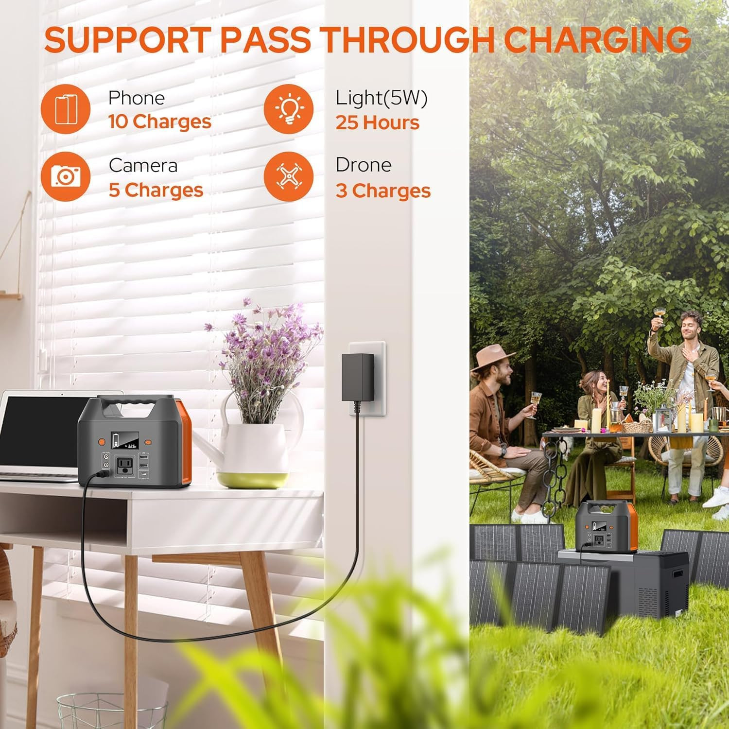 Portable Power Station 150W 155Wh Solar Generator 110V 42000Mah Portable Power B