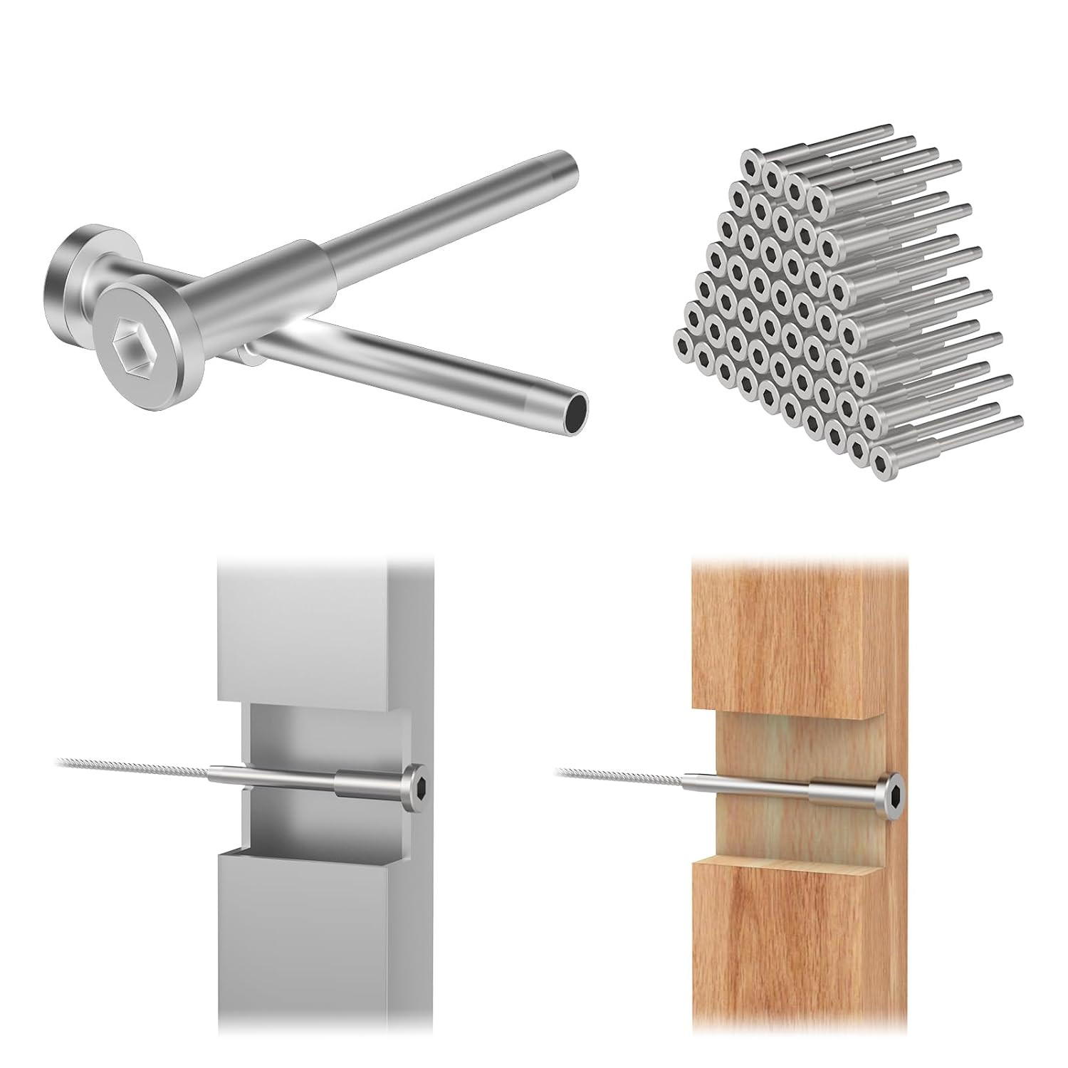50Pack 1/8″ Invisible Cable Railing Kit, T316 Stainless Steel Invisible Receiver