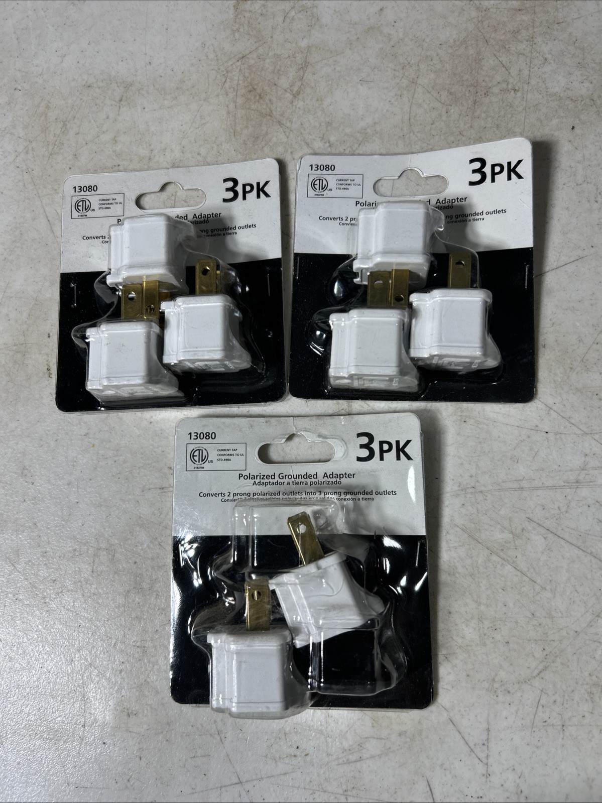 2 Prong to 3 Prong Grounded Outlet Converter Adapter Polarized Plug Lot Of 8 PCs